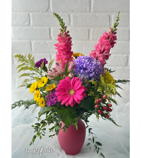 Cheerful and Bright. An arrangement by Brooklin Floral and Garden Shoppe Inc..