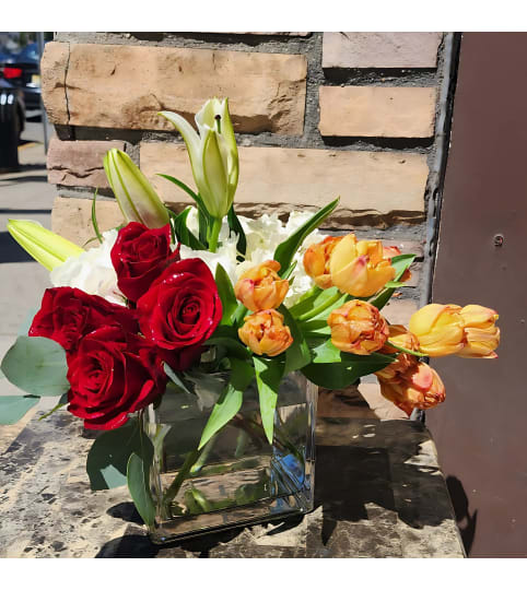 Bloom Joy Cube Arrangement. An arrangement by Flowers by Girlfriends.