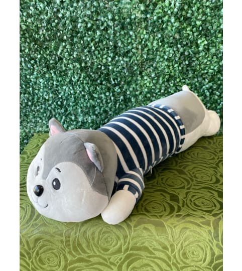 Huggable Husky Plush Pillow. An arrangement by Flower World and Gifts.