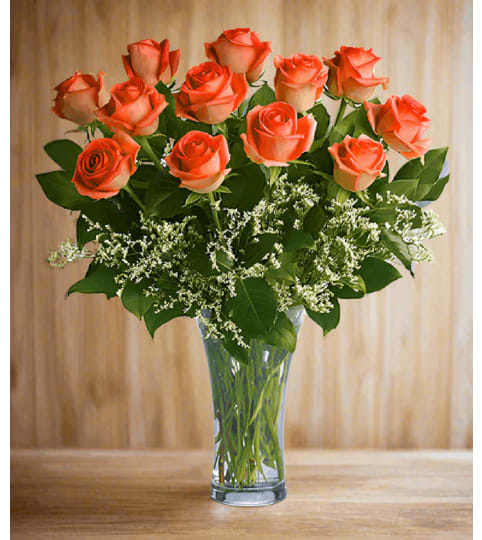 Bright Orange Roses. An arrangement by Flower Buds Florist PEI.