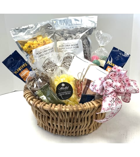 BFF's Large gourmet basket. An arrangement by Brown Floral and Fudge.