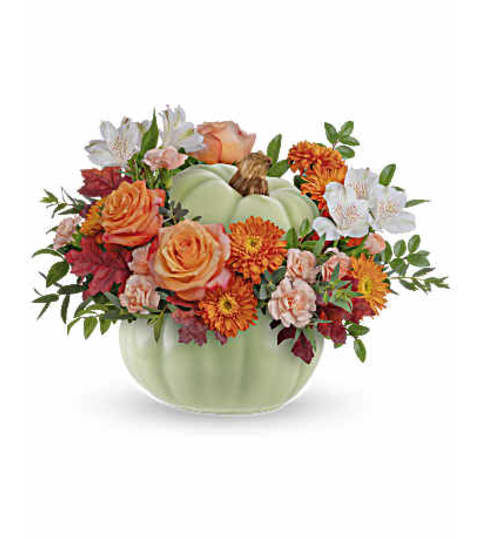 Teleflora's Whimsy Pumpkin Bouquet. An arrangement by Love Floral.