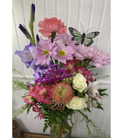 Blossoms of Joy Bouquet. An arrangement by The Flower Box Florist.