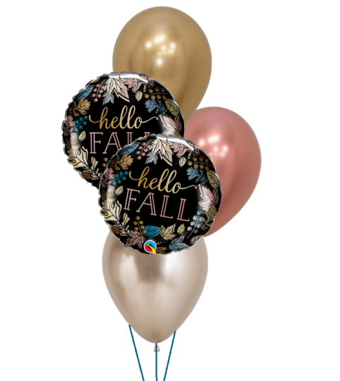 Hello Fall! Colourful Classic Balloon Bouquet. An arrangement by Balloon Bouquets Plus.