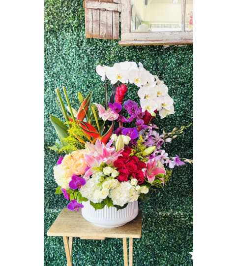 Tropical Gran Fleur. An arrangement by Flower World and Gifts.