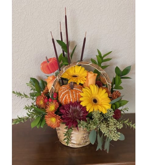 Afternoon in the Pumpkin Patch. An arrangement by Loyalist Flowers.