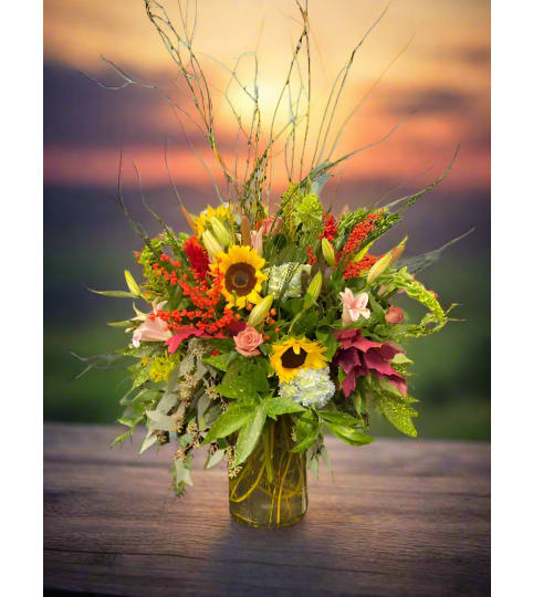 Autumn Sunrise. An arrangement by Flower Snobs at Cityview.