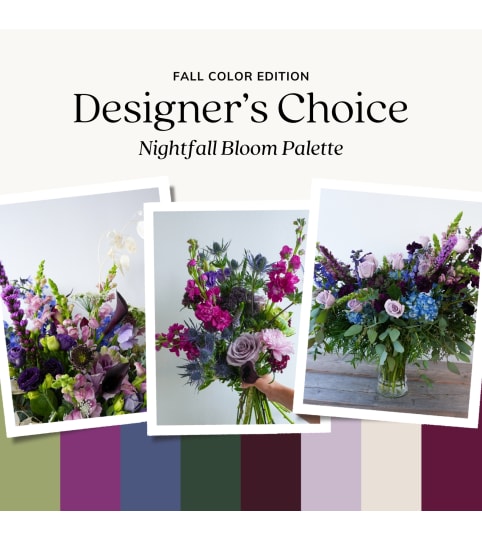 Nightfall Bloom™ Designer's Choice. An arrangement by Aurora Greenhouse.