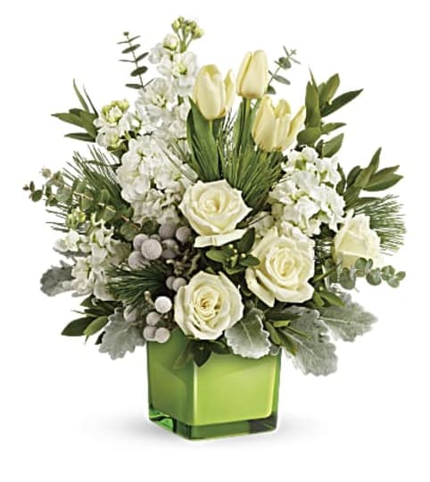 Winter Pop Bouquet. An arrangement by Jennifer's Flowers and Gifts.