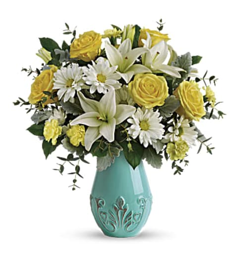 Teleflora's Aqua Dream Bouquet. An arrangement by Pompano Beach Floral.