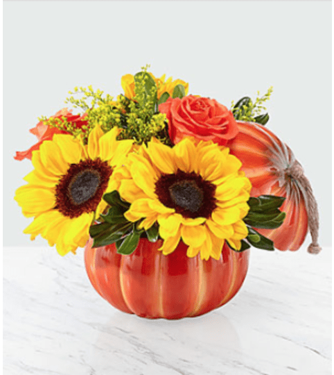 Bountiful Bouquet in a Ceramic Pumpkin