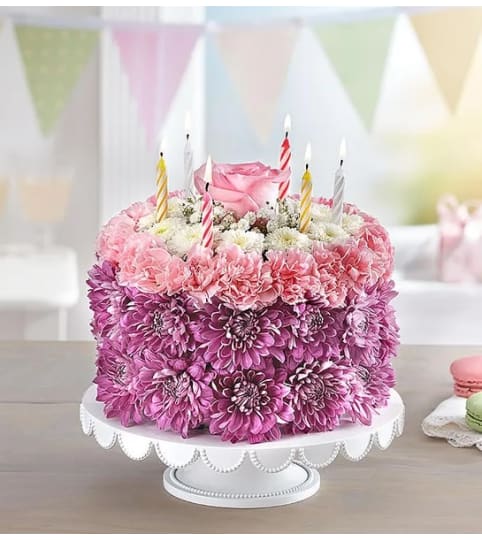 Happy Birthday Wishes Flower Cake™ Pastel