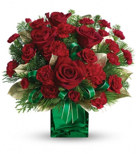 Teleflora's Yuletide Spirit Bouquet. An arrangement by GardeLina Flowers.