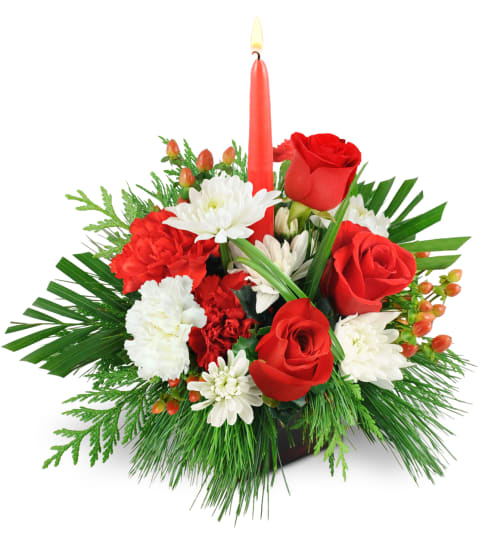 All is Bright Centerpiece. An arrangement by Rocio Flower Shop.