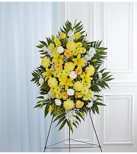 Yellow & White Sympathy Standing Spray