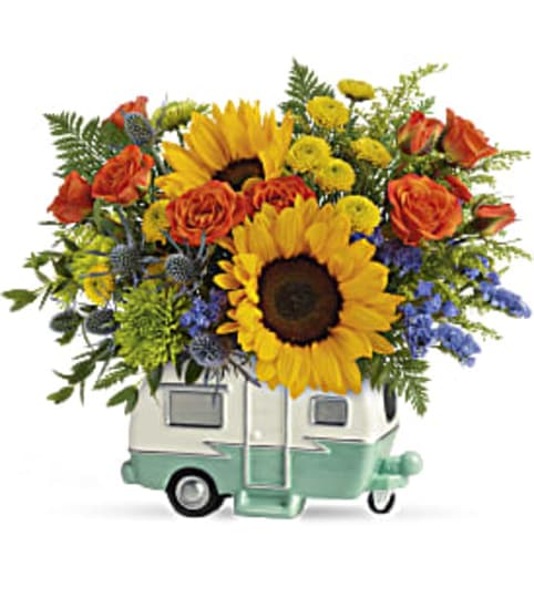 Retro Road Tripper Bouquet. An arrangement by White's Flowers.