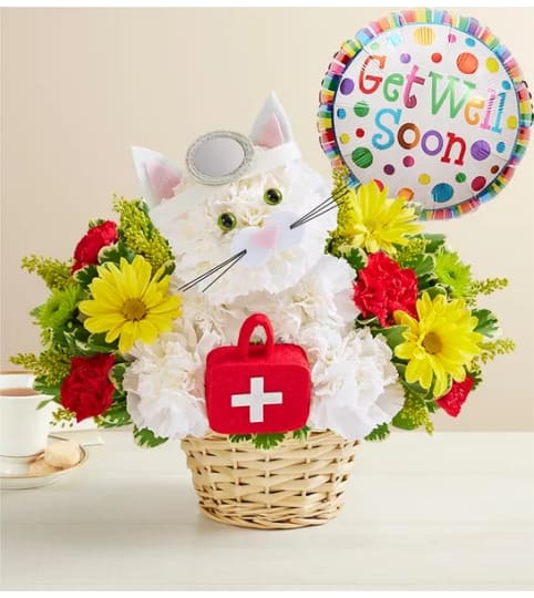 The Cure-All Kitty™. An arrangement by Susana's Flowers.