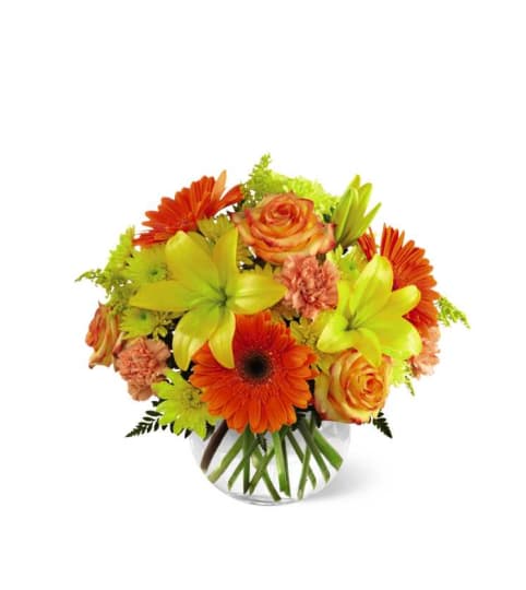 The FTD® Vibrant Views™ Bouquet in a Bubble Bowl. An arrangement by Country Cousins Flower Shop.