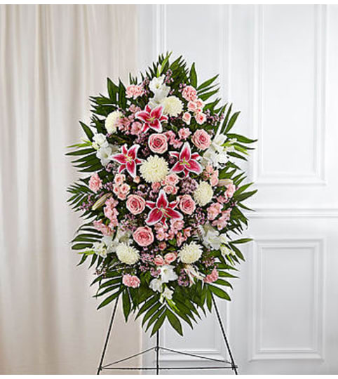 Pink & White Sympathy Standing Spray