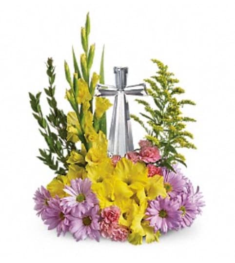 Crystal Cross Tribute. An arrangement by Vaillant Florist.