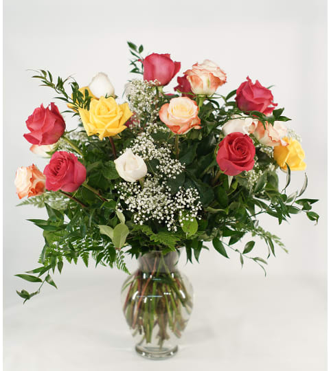 Romantic Mixed Roses Arrangement