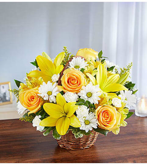 Peace, Prayers and Blessings™ - Yellow and White. An arrangement by Graceland Florist.
