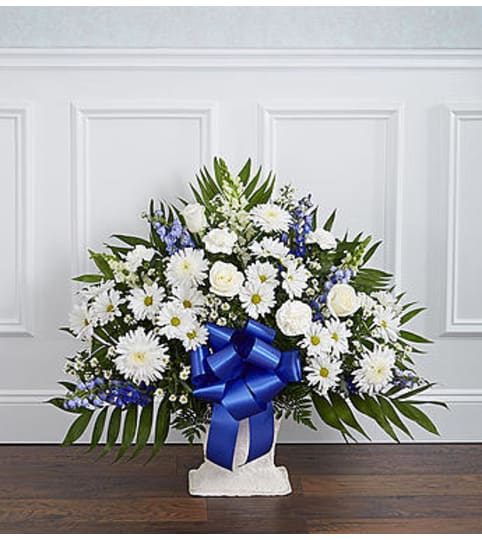Heartfelt Tribute Blue & White Floor Basket
