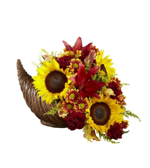 FTD® Fall Harvest™ Cornucopia by Better Homes and Gardens® 2016. An arrangement by Country Cousins Flower Shop.