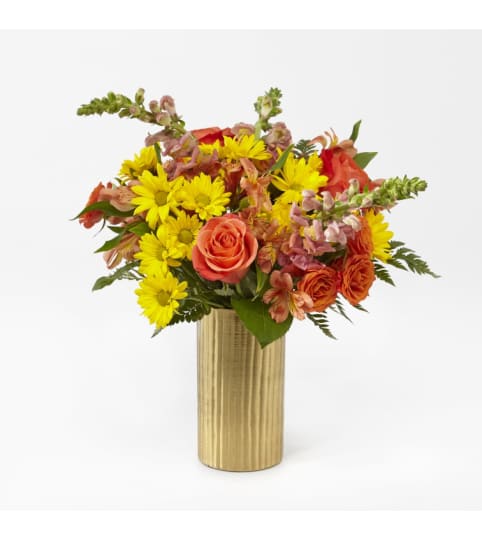 You're Special Bouquet in a Gold Vase. An arrangement by Country Cousins Flower Shop.