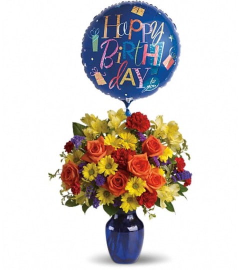 Fly Away Birthday Bouquet. An arrangement by Burlington Florist.