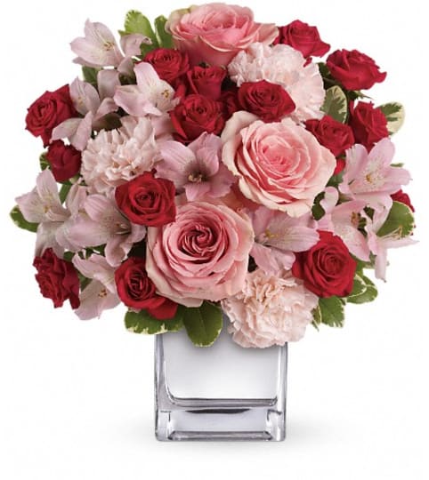 Teleflora's Love That Pink Bouquet with Roses. An arrangement by Jo-Dee's Blooms and Things.