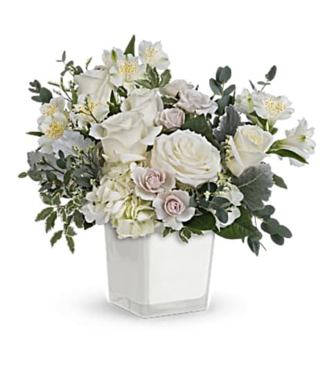 Teleflora's Peaceful Clouds Bouquet. An arrangement by Jo-Dee's Blooms and Things.
