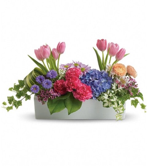 Garden Party Centerpiece. An arrangement by Linda's Floral Designs.