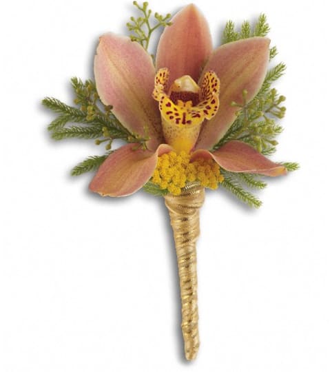 Sunset Orchid Boutonniere