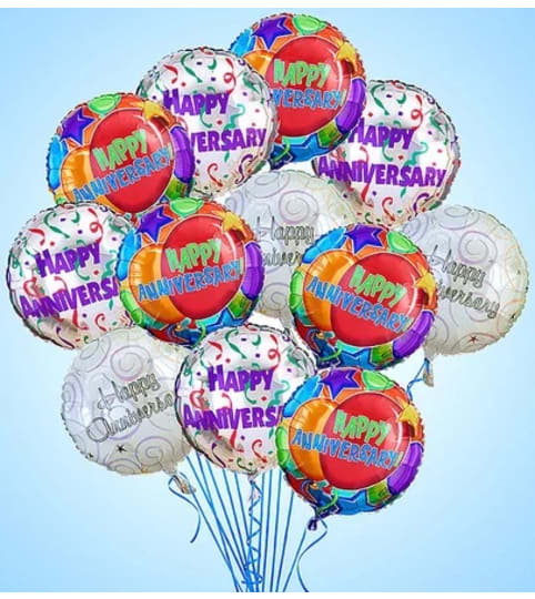 Air-Rangement® - Anniversary Mylar Balloons. An arrangement by Susana's Flowers.