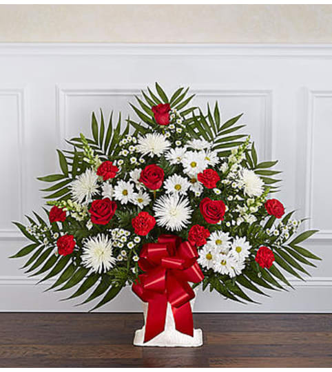 Heartfelt Tribute Red & White Floor Basket