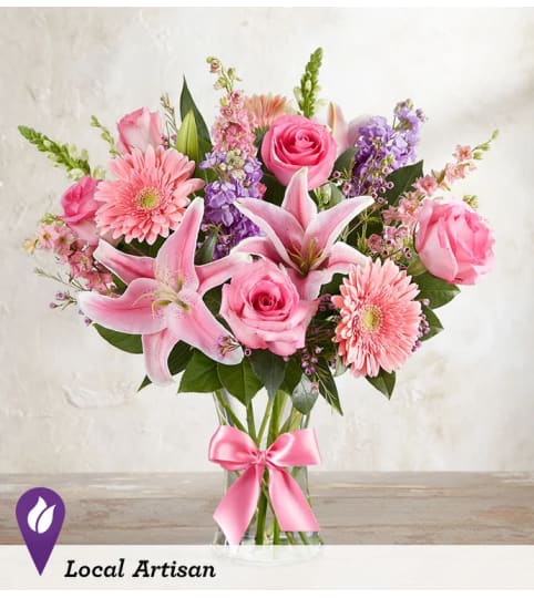 Pink Ribbon Bouquet™. An arrangement by Lovingly Charlotte.