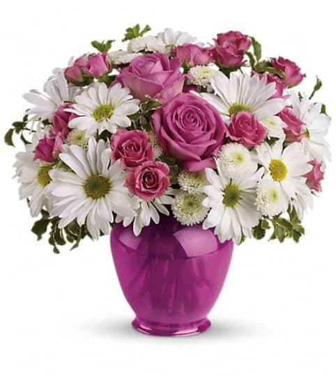 Teleflora's Pink Daisy Delight. An arrangement by Pompano Beach Floral.