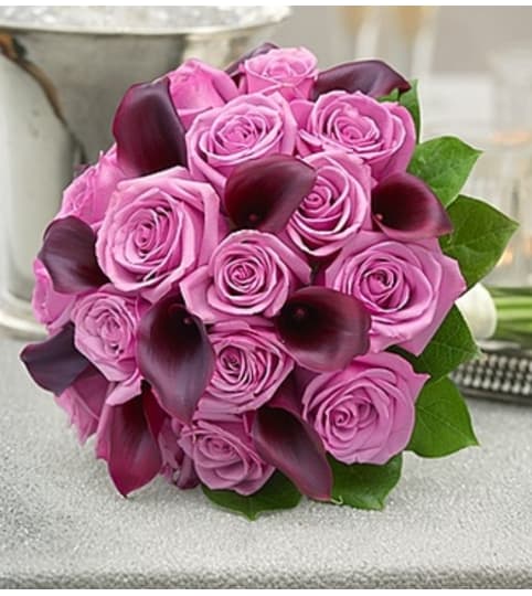 Purple Elegance Rose and Mini Calla Lily Bouq