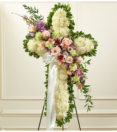 White Cross with Pastel Flower Break