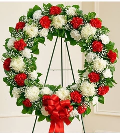 Red and White Standing Wreath