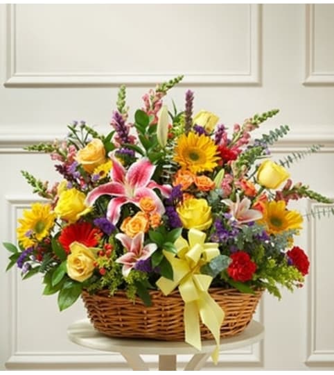 Bright Flower Sympathy Basket