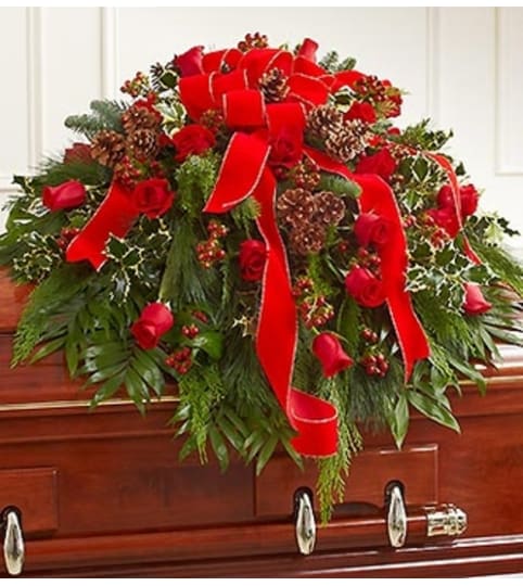 Half Casket Cover in Christmas Colors