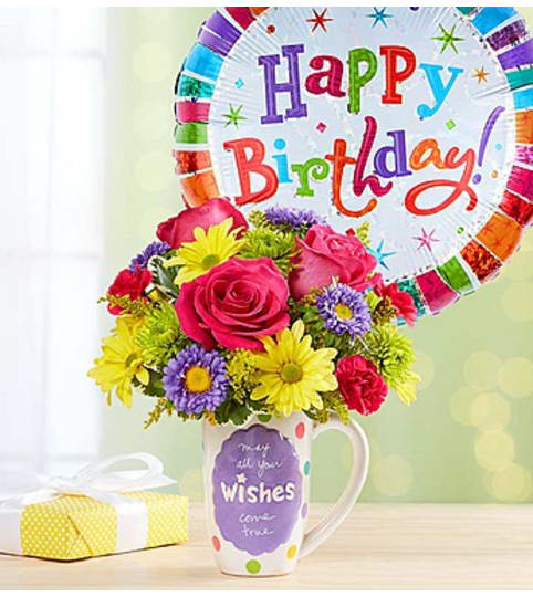 Mugable® Best Wishes. An arrangement by Susana's Flowers.