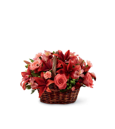 The FTD® Bountiful Garden™ Coral Basket. An arrangement by Country Cousins Flower Shop.