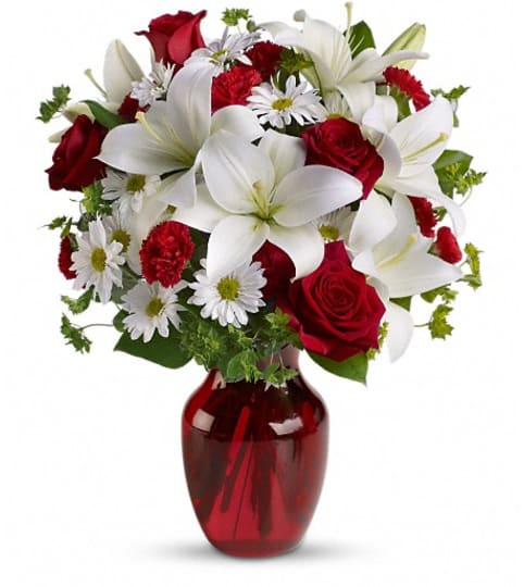 Be My Love Bouquet with Red Roses. An arrangement by Burlington Florist.