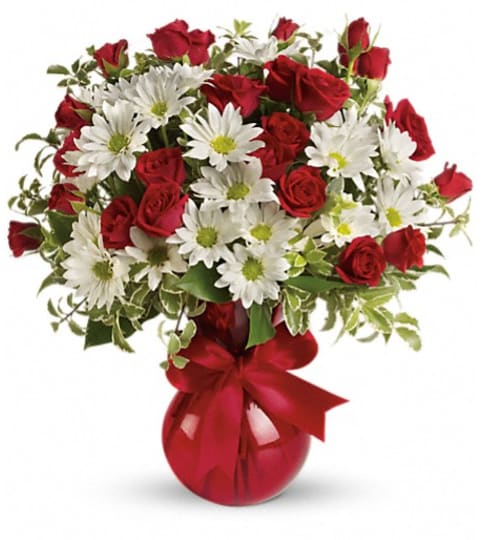 Red, White And You Bouquet by Teleflora. An arrangement by Florist of the Northwoods.