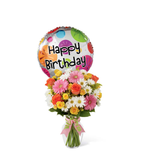The FTD® Birthday Cheer™ Bouquet with Balloon. An arrangement by Country Cousins Flower Shop.