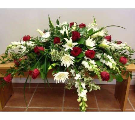 LOVING RED AND WHITE CASKET