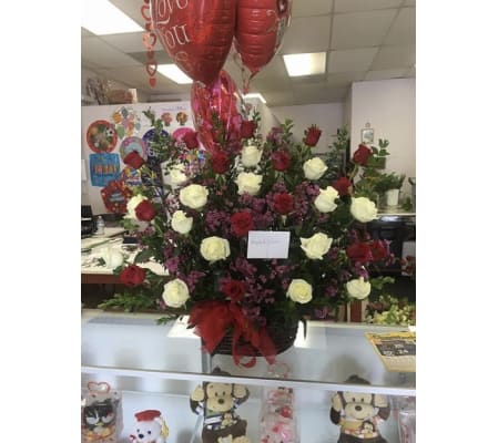 Basket with Mylar Balloons